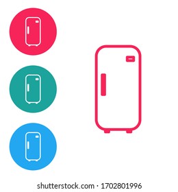 Red line Refrigerator icon isolated on white background. Fridge freezer refrigerator. Household tech and appliances. Set icons in circle buttons. Vector Illustration