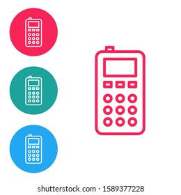 Red line Remote control icon isolated on white background. Set icons in circle buttons. Vector Illustration