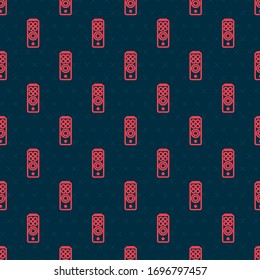 Red line Remote control icon isolated seamless pattern on black background.  Vector Illustration