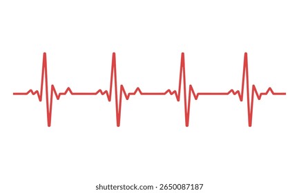 Linha vermelha representando pulso de ritmo de batimento cardíaco em um fundo branco. Simboliza sinais médicos, de saúde e vitais.
