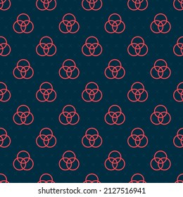 Red line RGB and CMYK color mixing icon isolated seamless pattern on black background.  Vector Illustration
