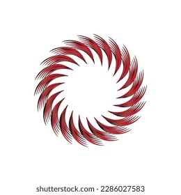 Red Line Round Feather Design Logo