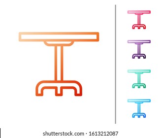 Red line Round table icon isolated on white background. Set color icons. Vector Illustration