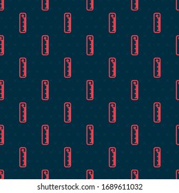 Red line Ruler icon isolated seamless pattern on black background. Straightedge symbol.  Vector Illustration