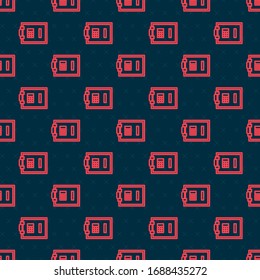 Red line Safe icon isolated seamless pattern on black background. The door safe a bank vault with a combination lock. Reliable Data Protection.  Vector Illustration