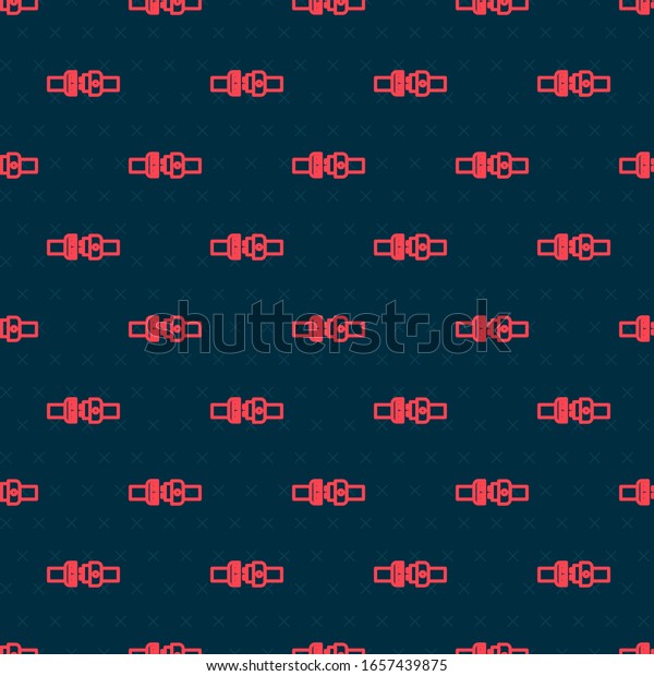 Red line\
Safety belt icon isolated seamless pattern on black background.\
Seat belt.  Vector\
Illustration