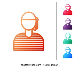 Red line Sailor captain icon isolated on white background. Set color icons. Vector Illustration