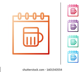 Red line Saint Patricks day with calendar icon isolated on white background. Four leaf clover symbol. Date 17 March. Set color icons. Vector Illustration
