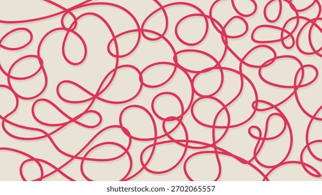 Red Line Scribble Abstract Banner Pattern Background Simple Art. Vector Illustration