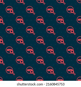 Red line Search NFT icon isolated seamless pattern on black background. Non fungible token. Digital crypto art concept.  Vector
