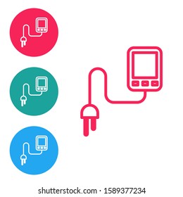 Red line Sensor icon isolated on white background. Set icons in circle buttons. Vector Illustration