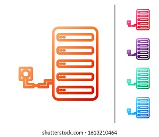 Red line Server icon isolated on white background. Adjusting app, service concept, setting options, maintenance, repair, fixing. Set color icons. Vector Illustration