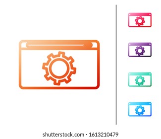 Red line Setting icon isolated on white background. Adjusting, service, maintenance, repair, fixing. Set color icons. Vector Illustration