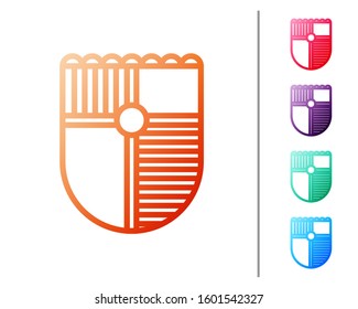 Red line Shield for game icon isolated on white background. Set color icons. Vector Illustration