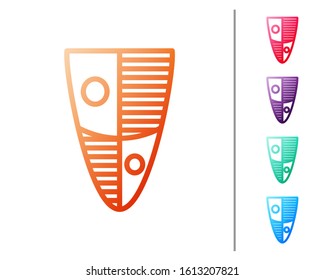 Red line Shield icon isolated on white background. Guard sign. Security, safety, protection, privacy concept. Set color icons. Vector Illustration