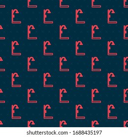 Red line Shower icon isolated seamless pattern on black background.  Vector Illustration