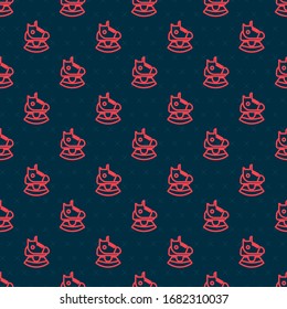 Red line Skates icon isolated seamless pattern on black background. Ice skate shoes icon. Sport boots with blades.  Vector Illustration