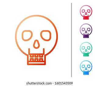 Red line Skull icon isolated on white background. Happy Halloween party. Set color icons. Vector Illustration