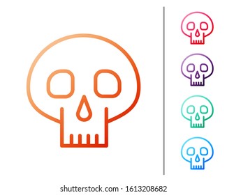 Red line Skull icon isolated on white background. Set color icons. Vector Illustration
