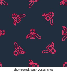 Red line Slide playground icon isolated seamless pattern on black background. Childrens slide.  Vector