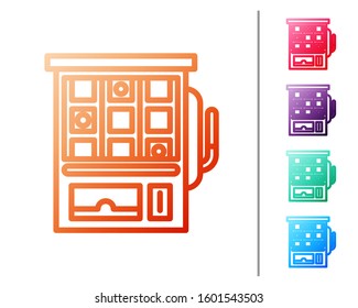 Red line Slot machine icon isolated on white background. Set color icons. Vector Illustration