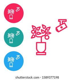 Red line Smart farming technology - farm automation system in app icon isolated on white background. Set icons in circle buttons. Vector Illustration