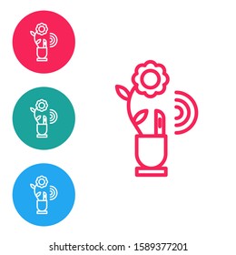 Red line Smart farming technology - farm automation system in app icon isolated on white background. Set icons in circle buttons. Vector Illustration