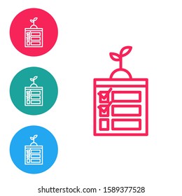 Red line Smart farming technology - timer farm automation system in app icon isolated on white background. Set icons in circle buttons. Vector Illustration