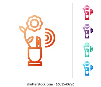 Red line Smart farming technology - farm automation system in app icon isolated on white background. Set color icons. Vector Illustration
