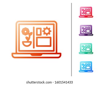 Red line Smart farming technology - farm automation system icon isolated on white background. Set color icons. Vector Illustration