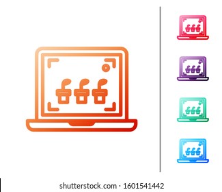 Red line Smart farming technology - farm automation system icon isolated on white background. Set color icons. Vector Illustration
