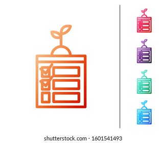 Red line Smart farming technology - timer farm automation system in app icon isolated on white background. Set color icons. Vector Illustration