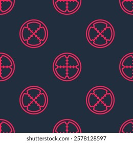 Red line Sniper optical sight icon isolated seamless pattern on black background. Sniper scope crosshairs.  Vector