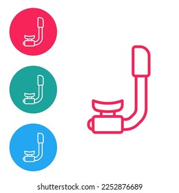 Red line Snorkel icon isolated on white background. Diving underwater equipment. Set icons in circle buttons. Vector