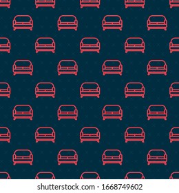Icono Sofa de línea roja aislado sin fisuras en fondo negro. Ilustración vectorial