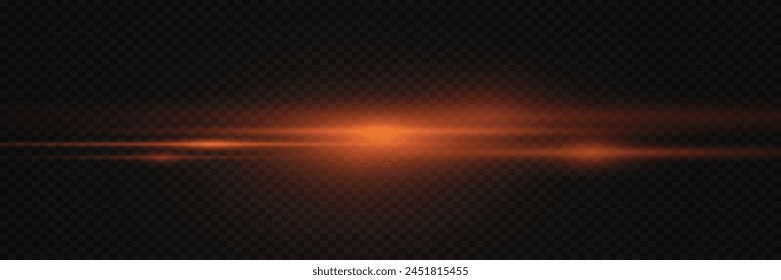 Red line of speed and light. Horizontal flare, glowing effect. On a transparent background.	
