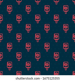 Red line Spray can nozzle cap icon isolated seamless pattern on black background.  Vector Illustration