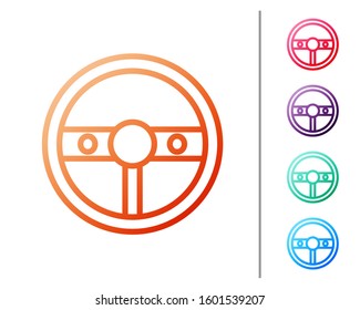 Red line Steering wheel icon isolated on white background. Car wheel icon. Set color icons. Vector Illustration