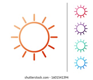 Red line Sun icon isolated on white background. Set color icons. Vector Illustration