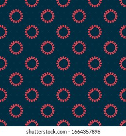 Red line Sun icon isolated seamless pattern on black background. Summer symbol. Good sunny day.  Vector Illustration