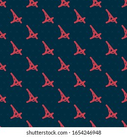 Red line Sunbed icon isolated seamless pattern on black background.  Vector Illustration