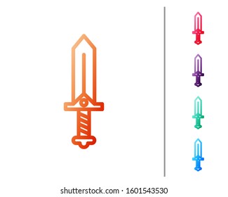 Red line Sword for game icon isolated on white background. Set color icons. Vector Illustration