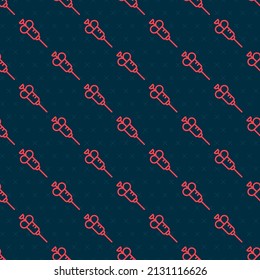 rote Spritze Symbol einzeln auf schwarzem Hintergrund. Impfstoffspritze, Impfung, Injektion, Grippeschuss. Medizinische Ausrüstung.  Vektorgrafik