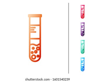 Red line Test tube and flask chemical laboratory test icon isolated on white background. Laboratory glassware sign. Set color icons. Vector Illustration