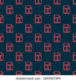 Red line Text file document icon isolated seamless pattern on black background.  Vector Illustration