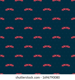 Red line Thief eye mask icon isolated seamless pattern on black background.  Vector Illustration