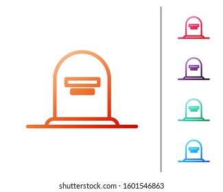 Red line Tombstone with RIP written on it icon isolated on white background. Grave icon. Set color icons. Vector Illustration