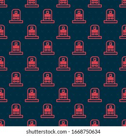 Red line Tombstone with RIP written on it icon isolated seamless pattern on black background. Grave icon.  Vector Illustration
