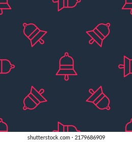 Icono de timbre de la estación de tren de línea roja aislado patrón sin fisuras sobre fondo negro.  Vector
