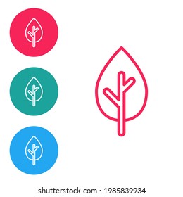 Red line Tree icon isolated on white background. Forest symbol. Set icons in circle buttons. Vector